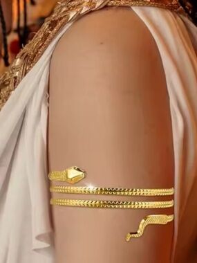 Triple-Band Gold Snake Arm Cuff - Women's Statement Upper Arm Bracelet